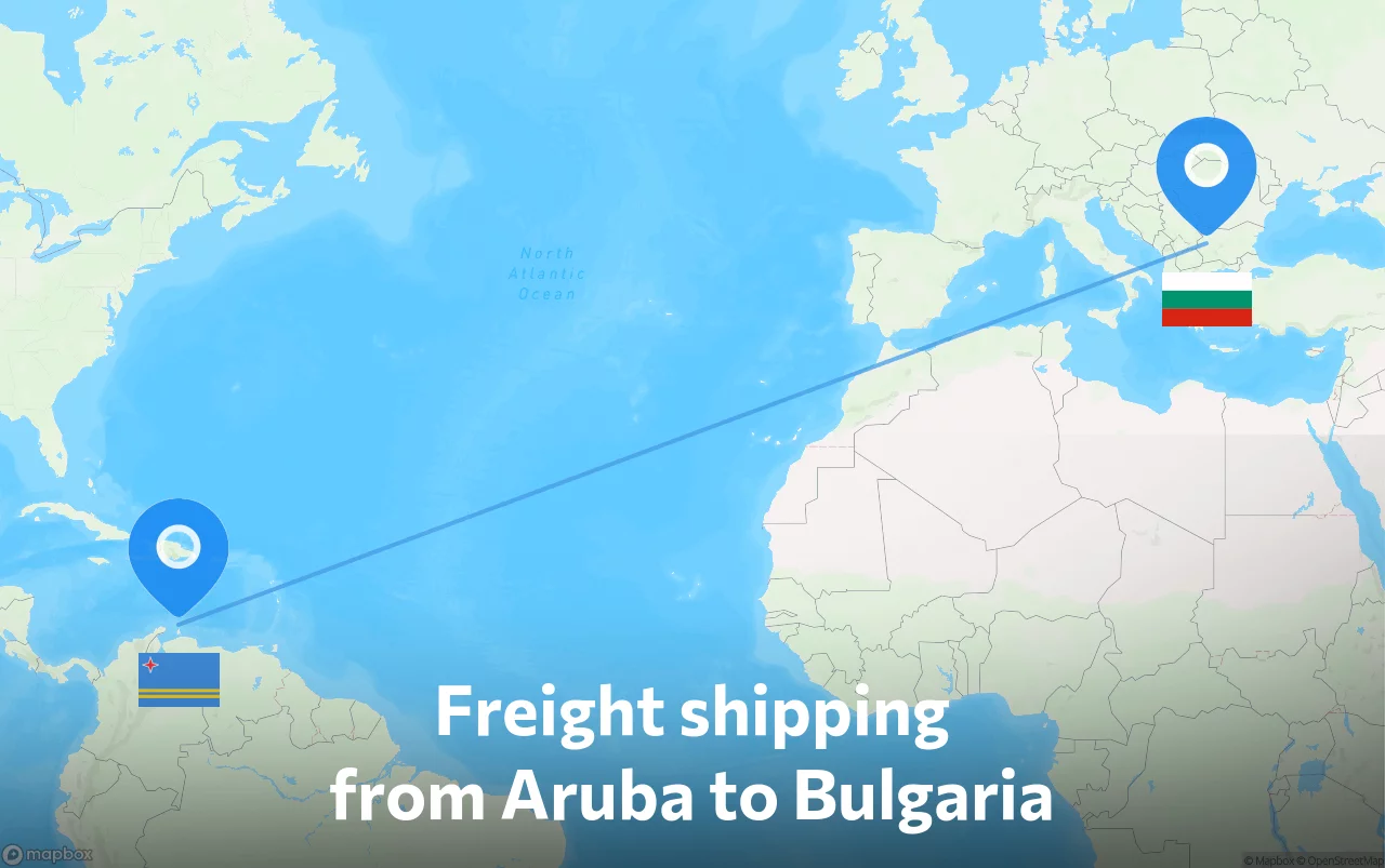 Shipping route from Aruba to Bulgaria