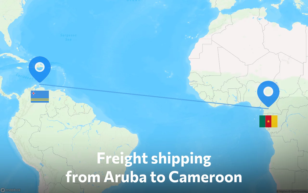 Shipping route from Aruba to Cameroon
