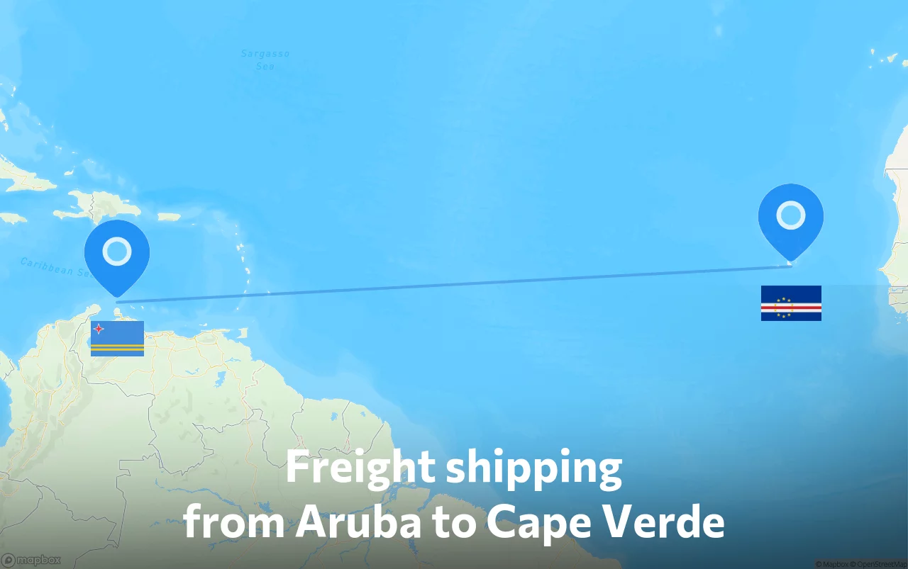 Shipping route from Aruba to Cape Verde