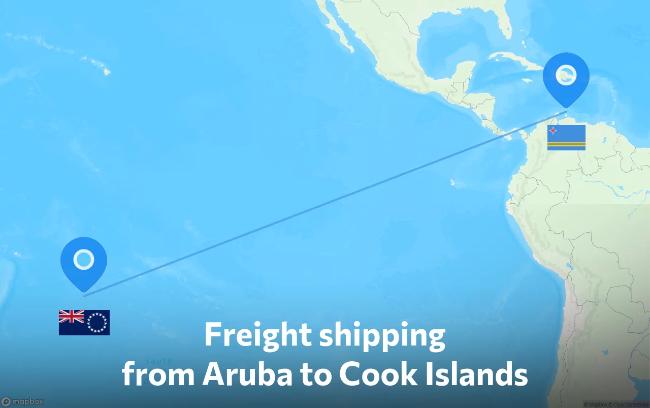 Shipping route from Aruba to Cook Islands