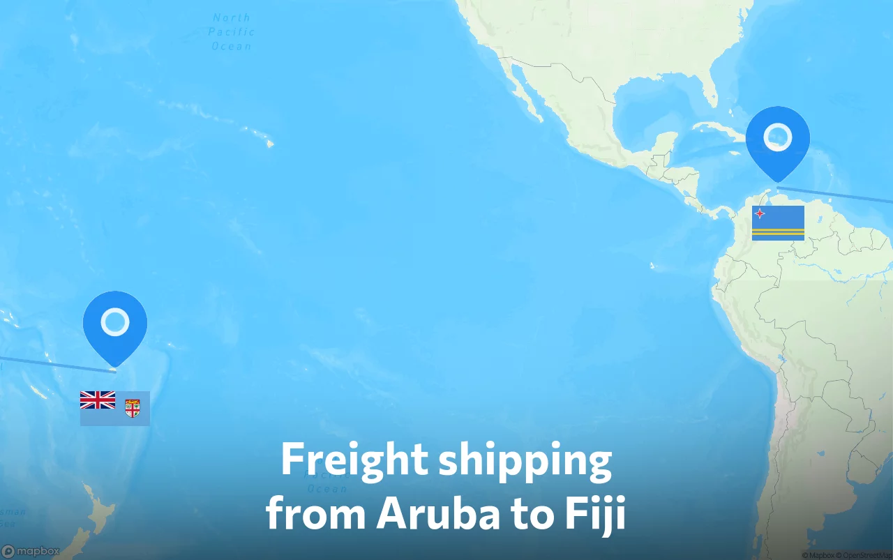 Shipping route from Aruba to Fiji