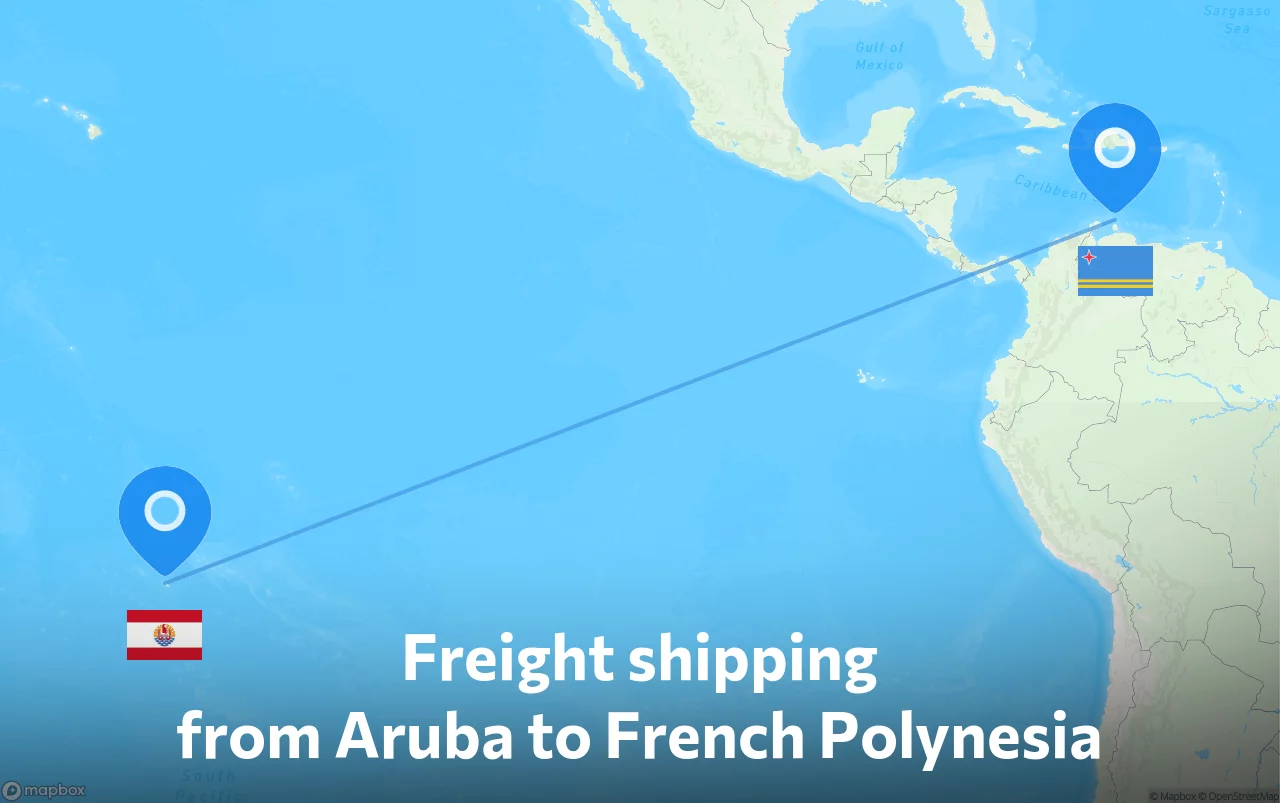 Shipping route from Aruba to French Polynesia