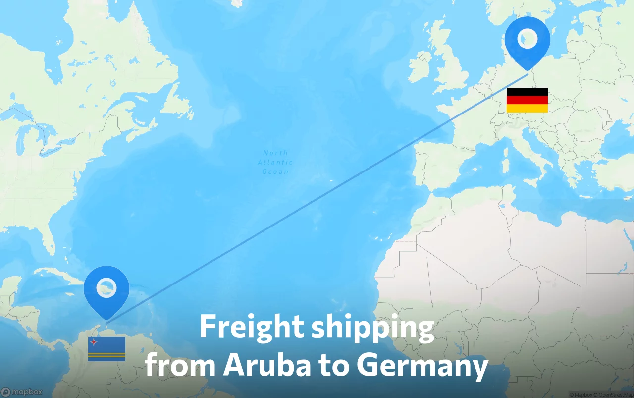 Shipping route from Aruba to Germany