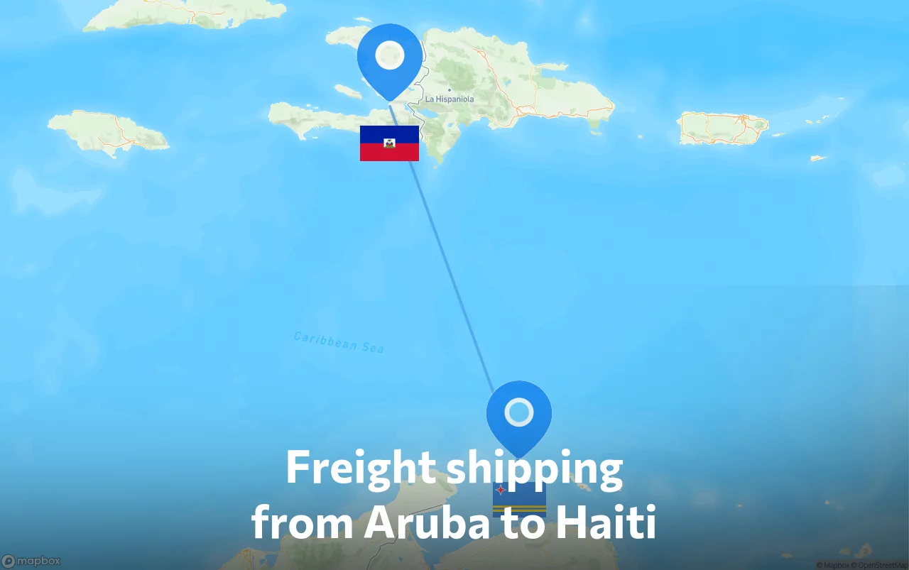 Shipping route from Aruba to Haiti