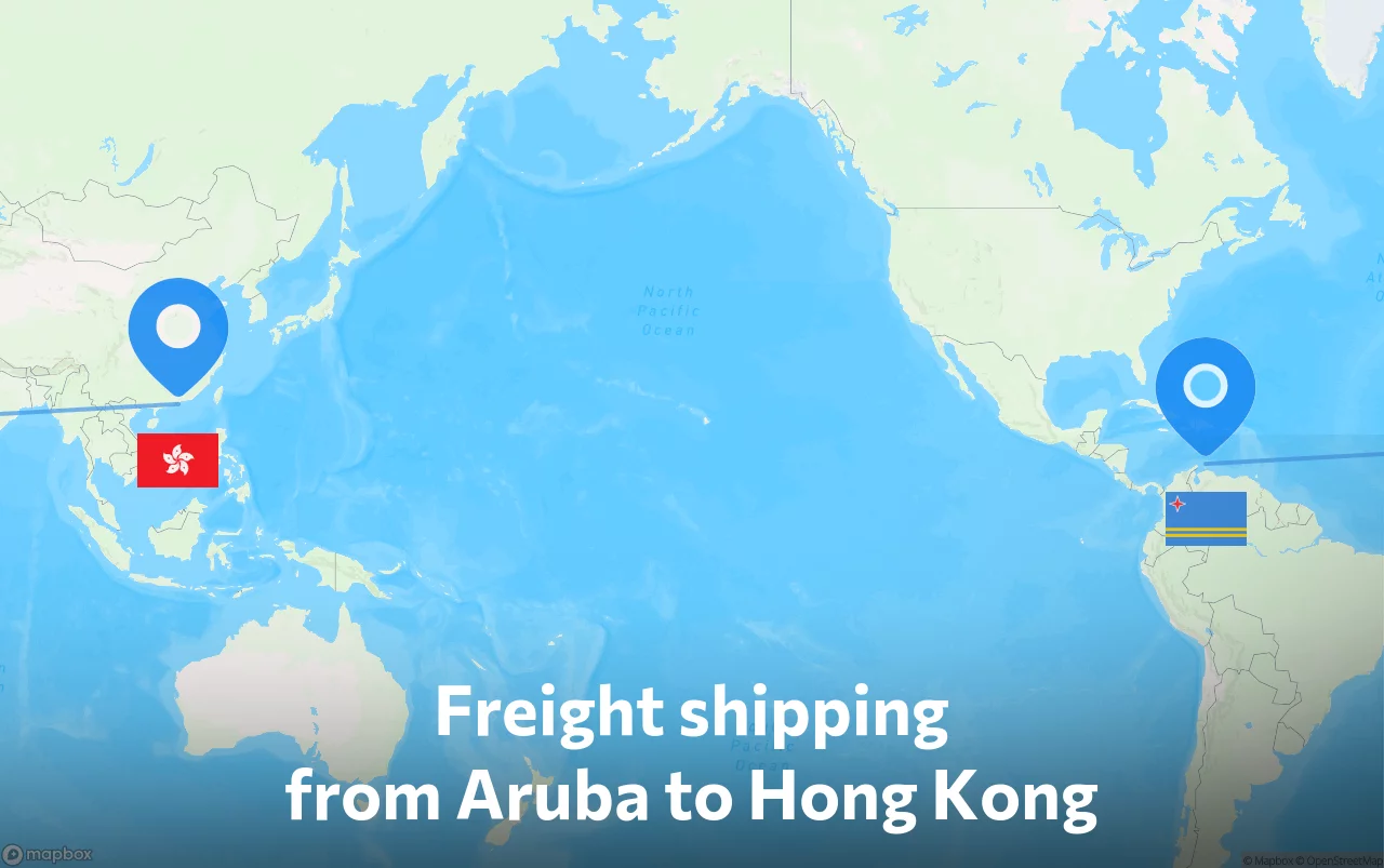 Shipping route from Aruba to Hong Kong