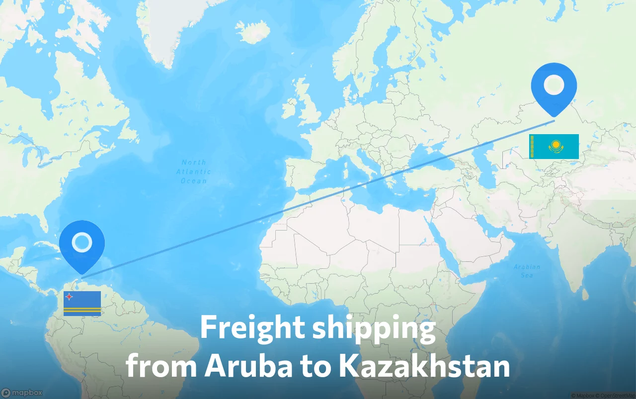 Shipping route from Aruba to Kazakhstan