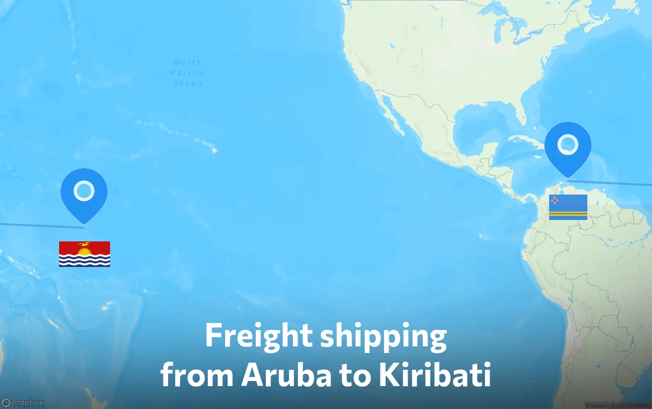 Shipping route from Aruba to Kiribati