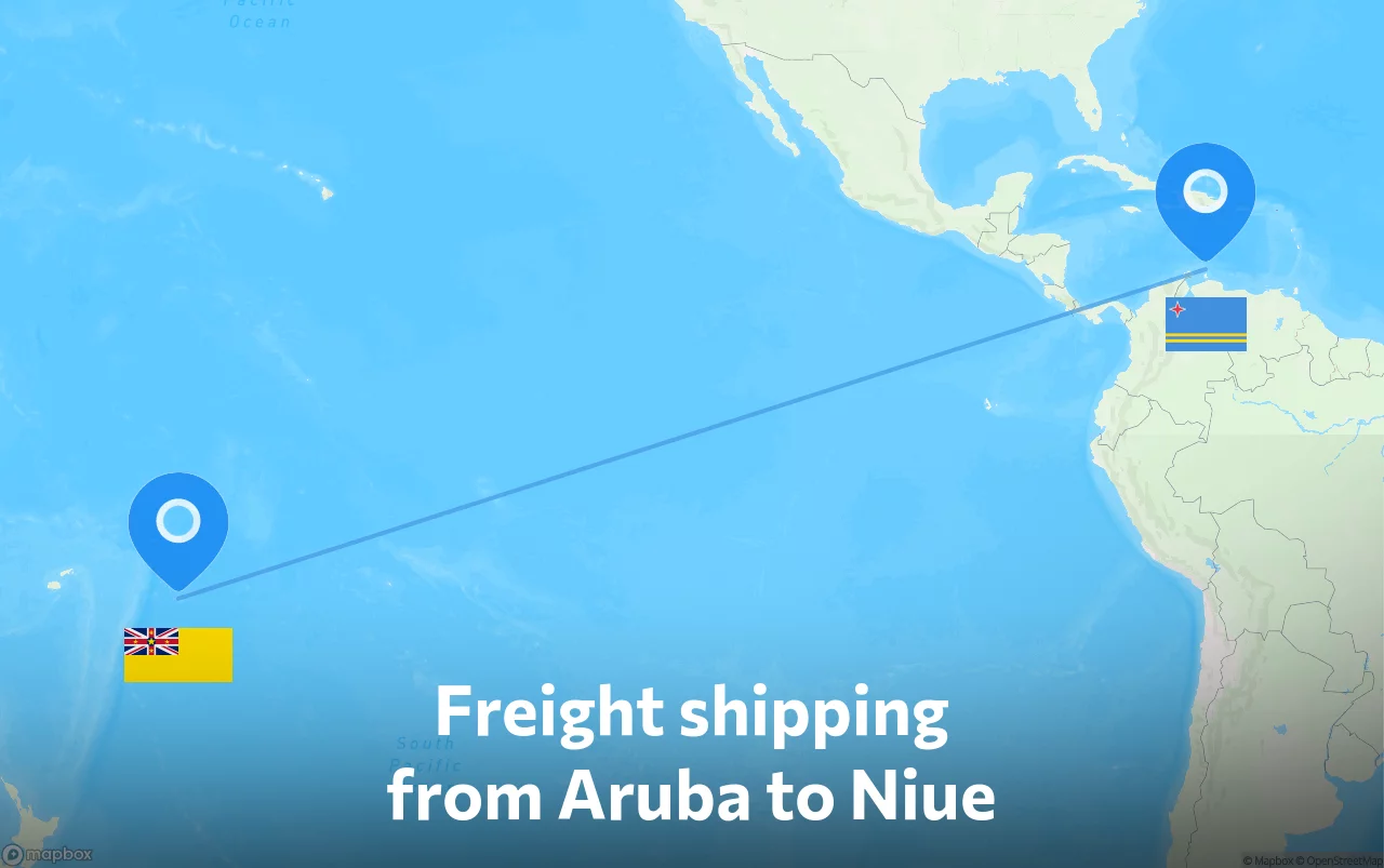 Shipping route from Aruba to Niue
