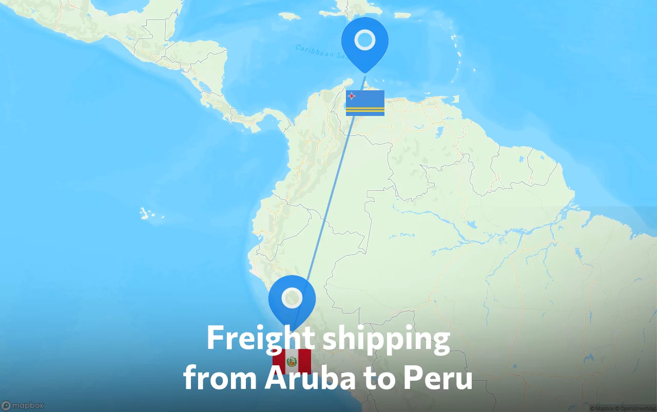 Shipping route from Aruba to Peru