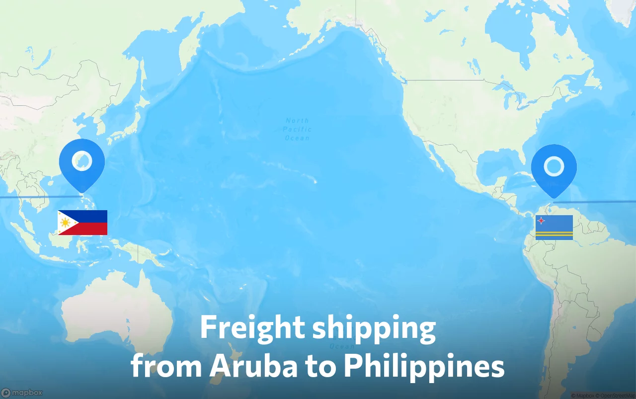 Shipping route from Aruba to Philippines