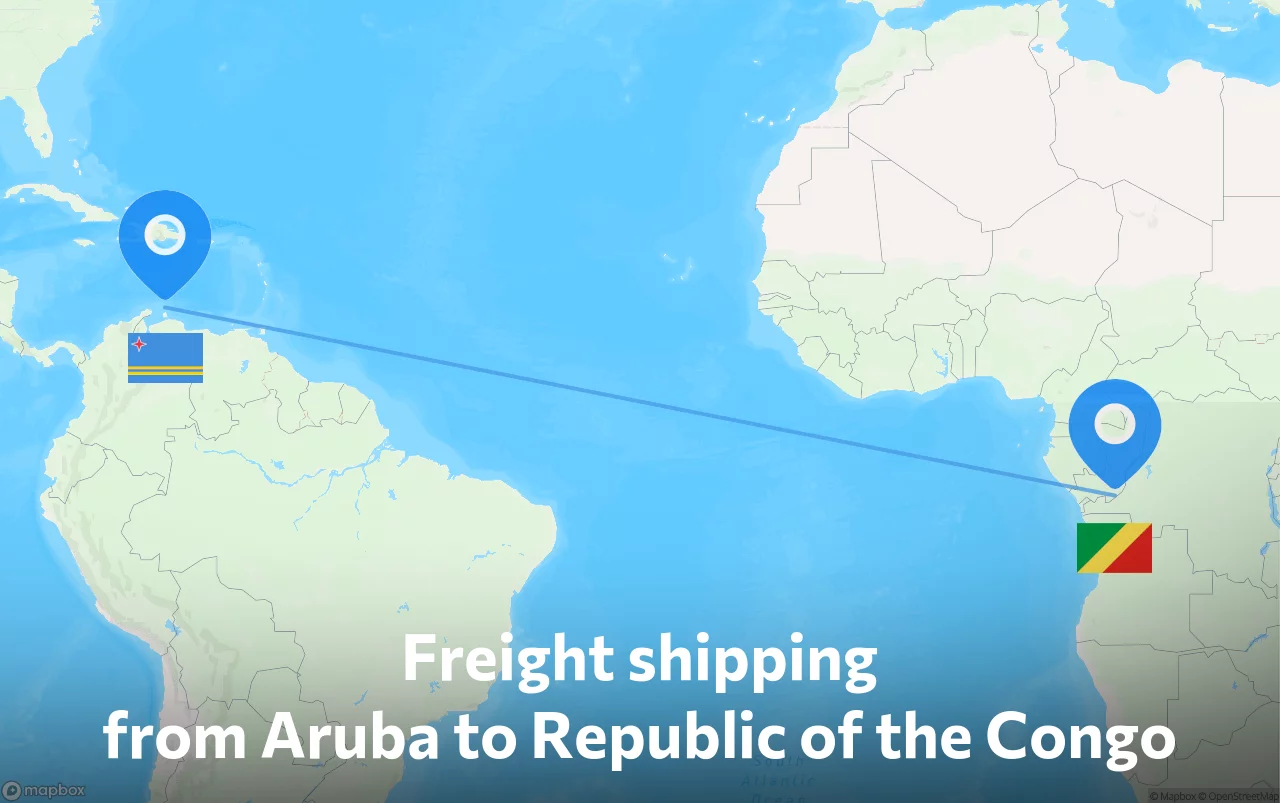 Shipping route from Aruba to Republic of the Congo