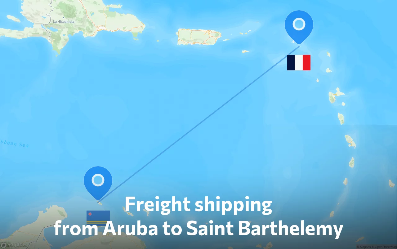 Shipping route from Aruba to Saint Barthelemy