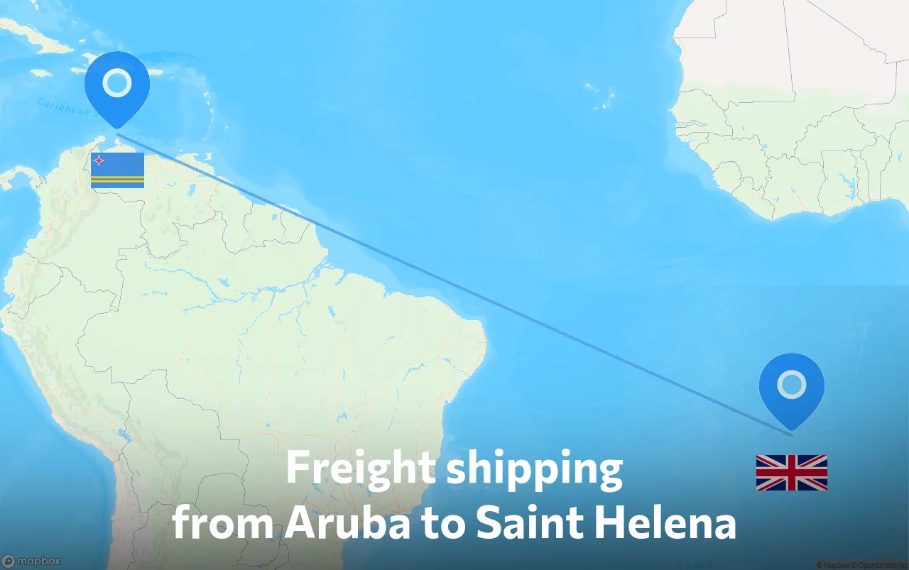 Shipping route from Aruba to Saint Helena