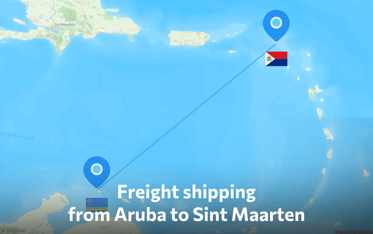 Shipping route from Aruba to Sint Maarten