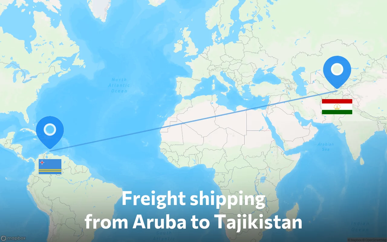 Shipping route from Aruba to Tajikistan