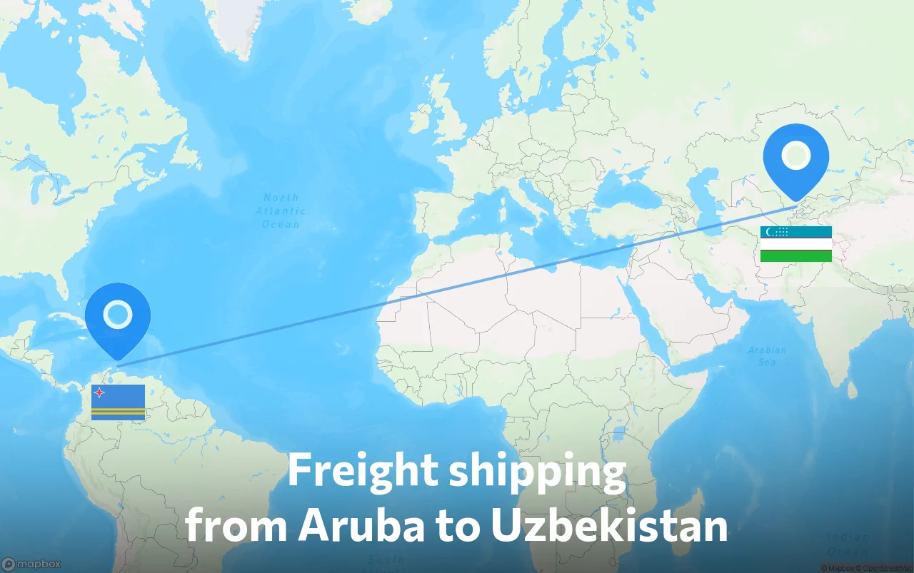 Shipping route from Aruba to Uzbekistan