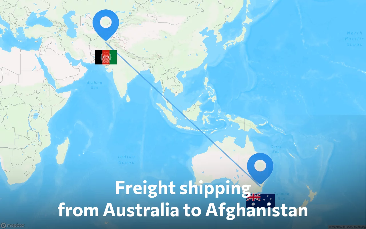 Shipping route from Australia to Afghanistan
