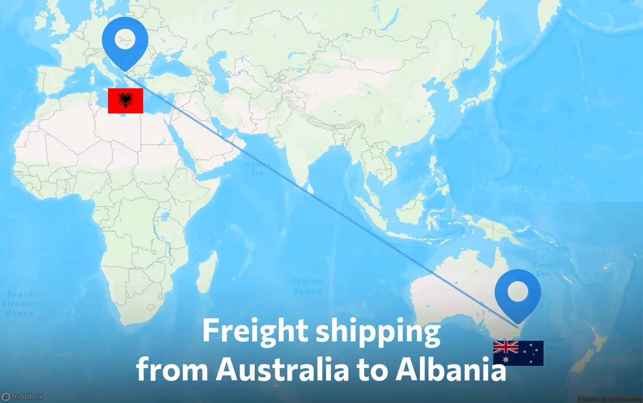 Shipping route from Australia to Albania
