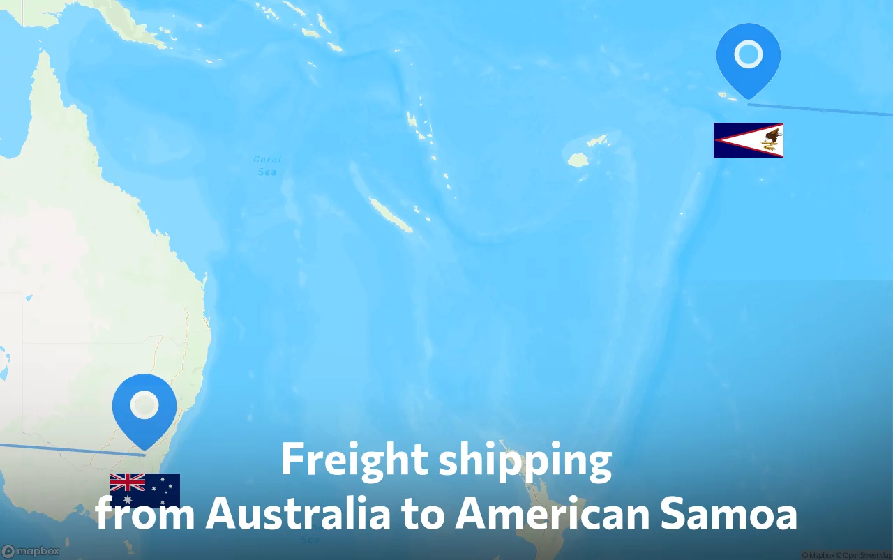 Shipping route from Australia to American Samoa