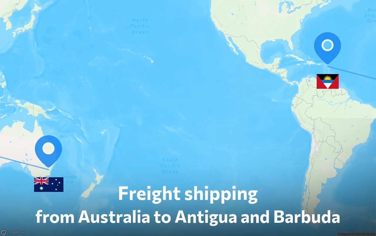 Shipping route from Australia to Antigua and Barbuda