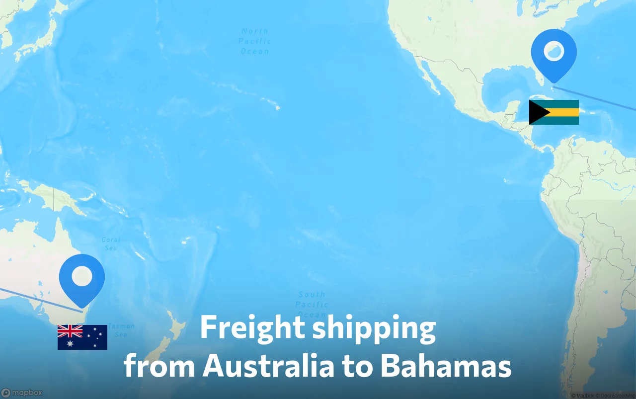 Shipping route from Australia to Bahamas