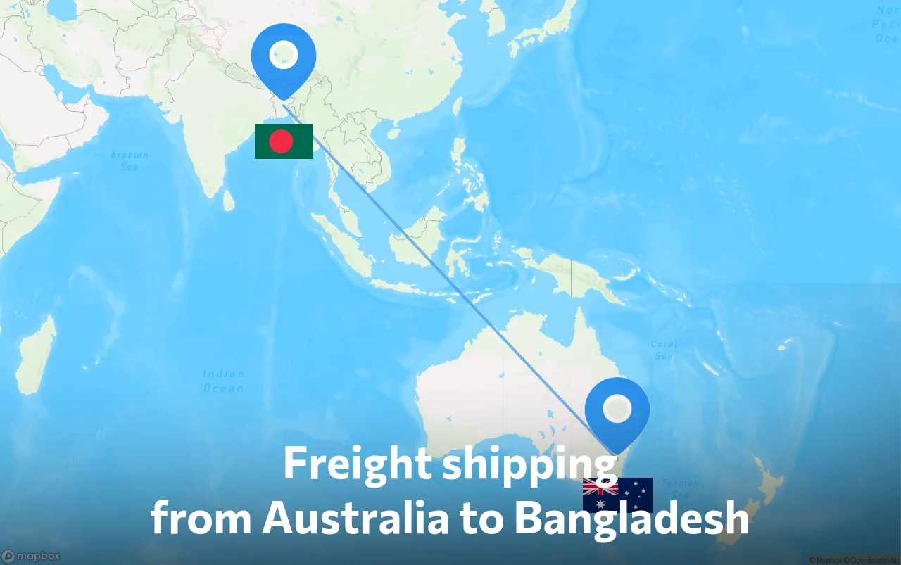 Shipping route from Australia to Bangladesh