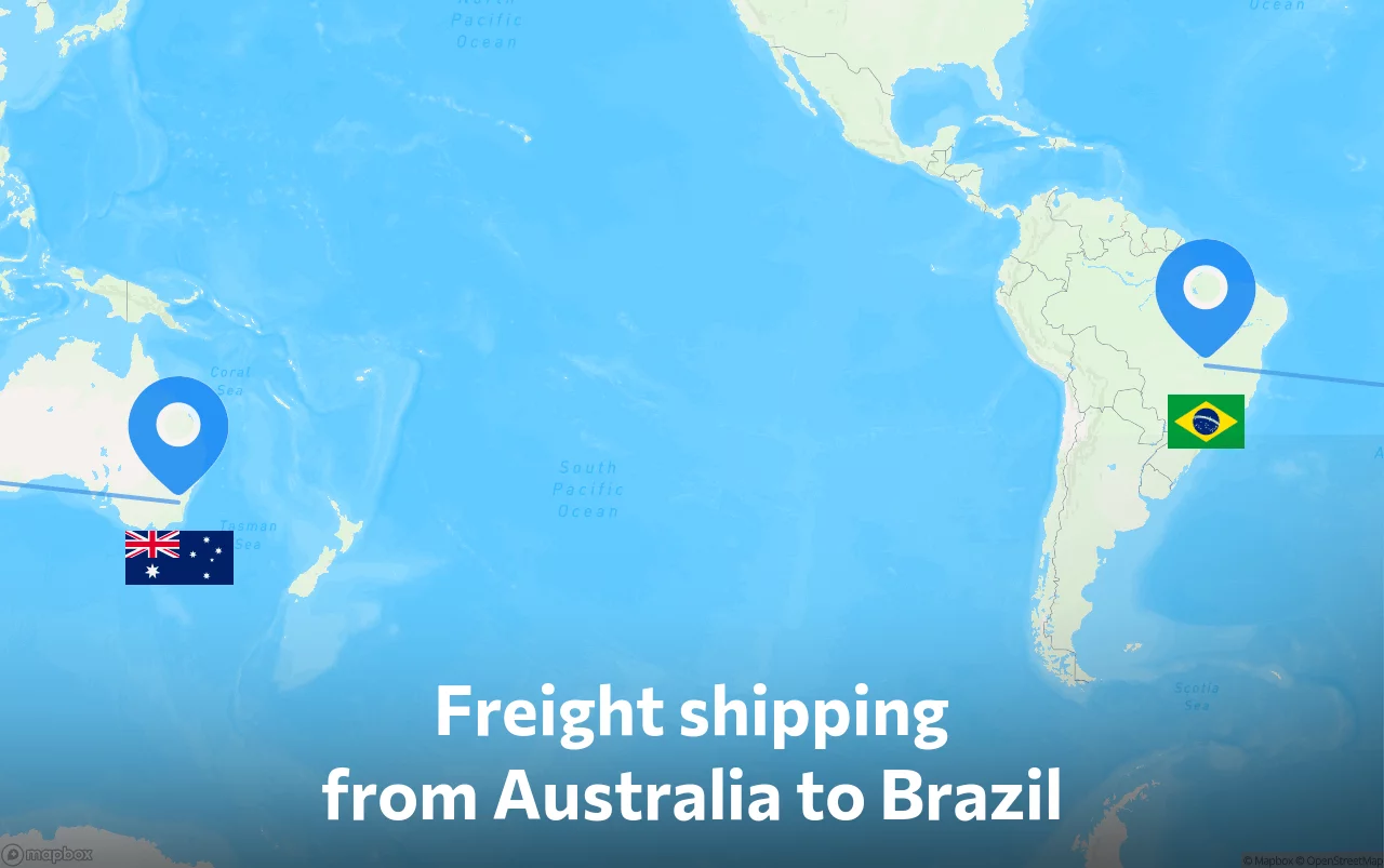 Shipping route from Australia to Brazil