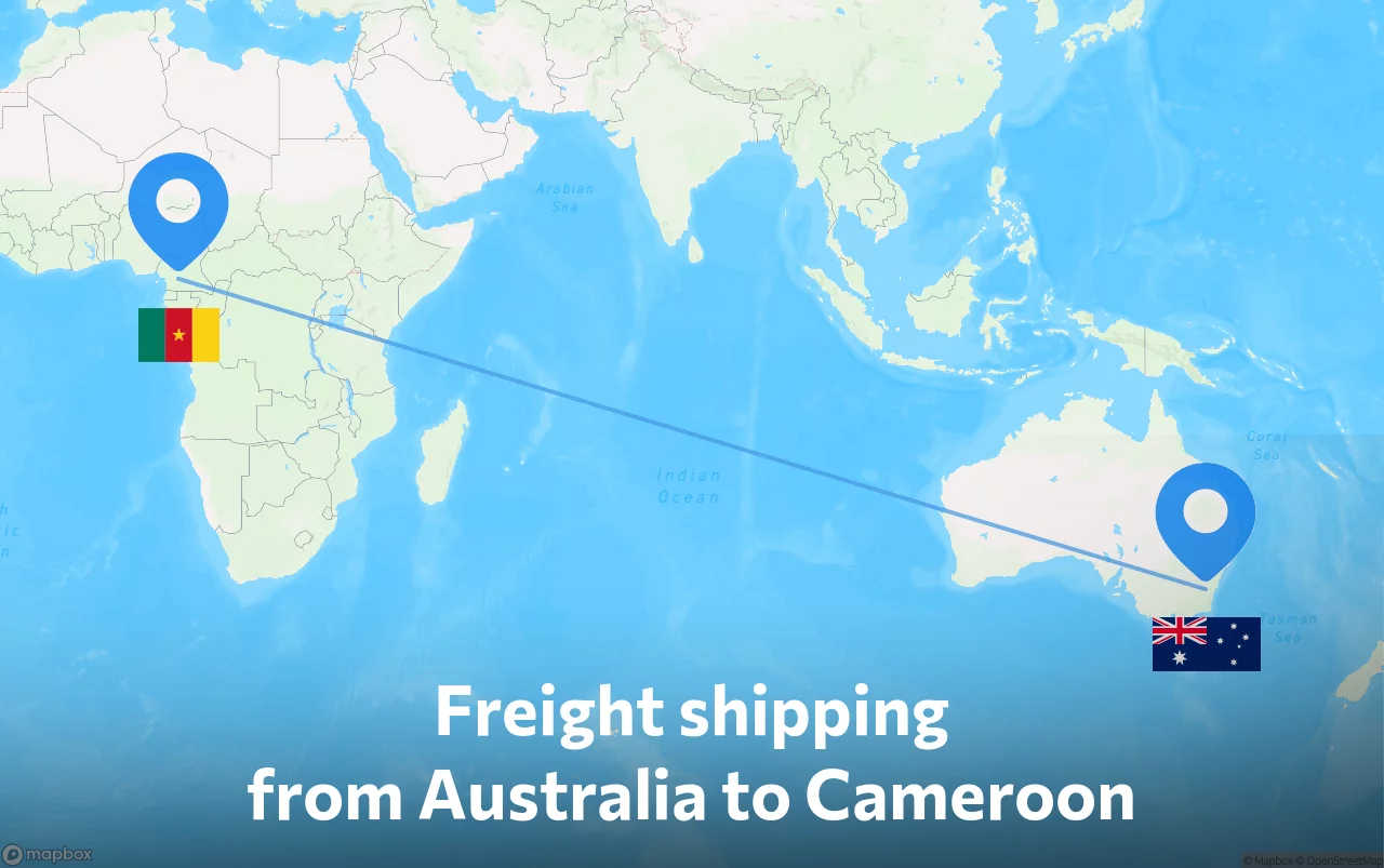 Shipping route from Australia to Cameroon