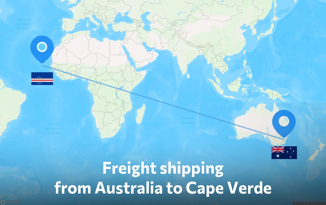 Shipping route from Australia to Cape Verde