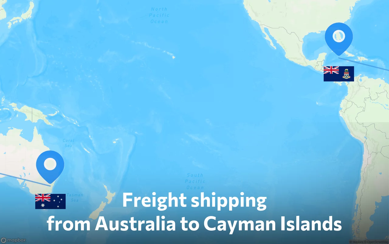 Shipping route from Australia to Cayman Islands