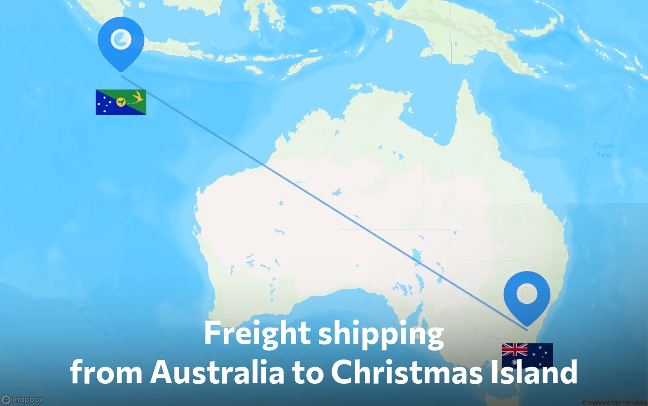 Shipping route from Australia to Christmas Island