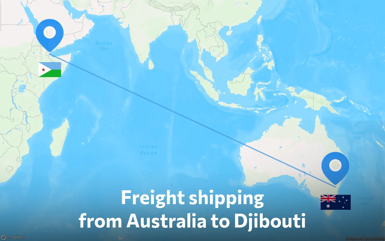 Shipping route from Australia to Djibouti