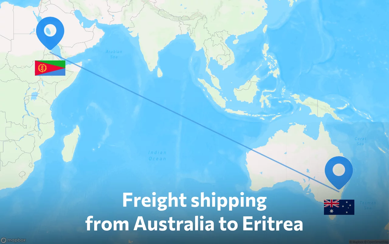 Shipping route from Australia to Eritrea