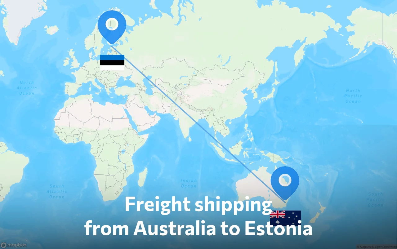 Shipping route from Australia to Estonia
