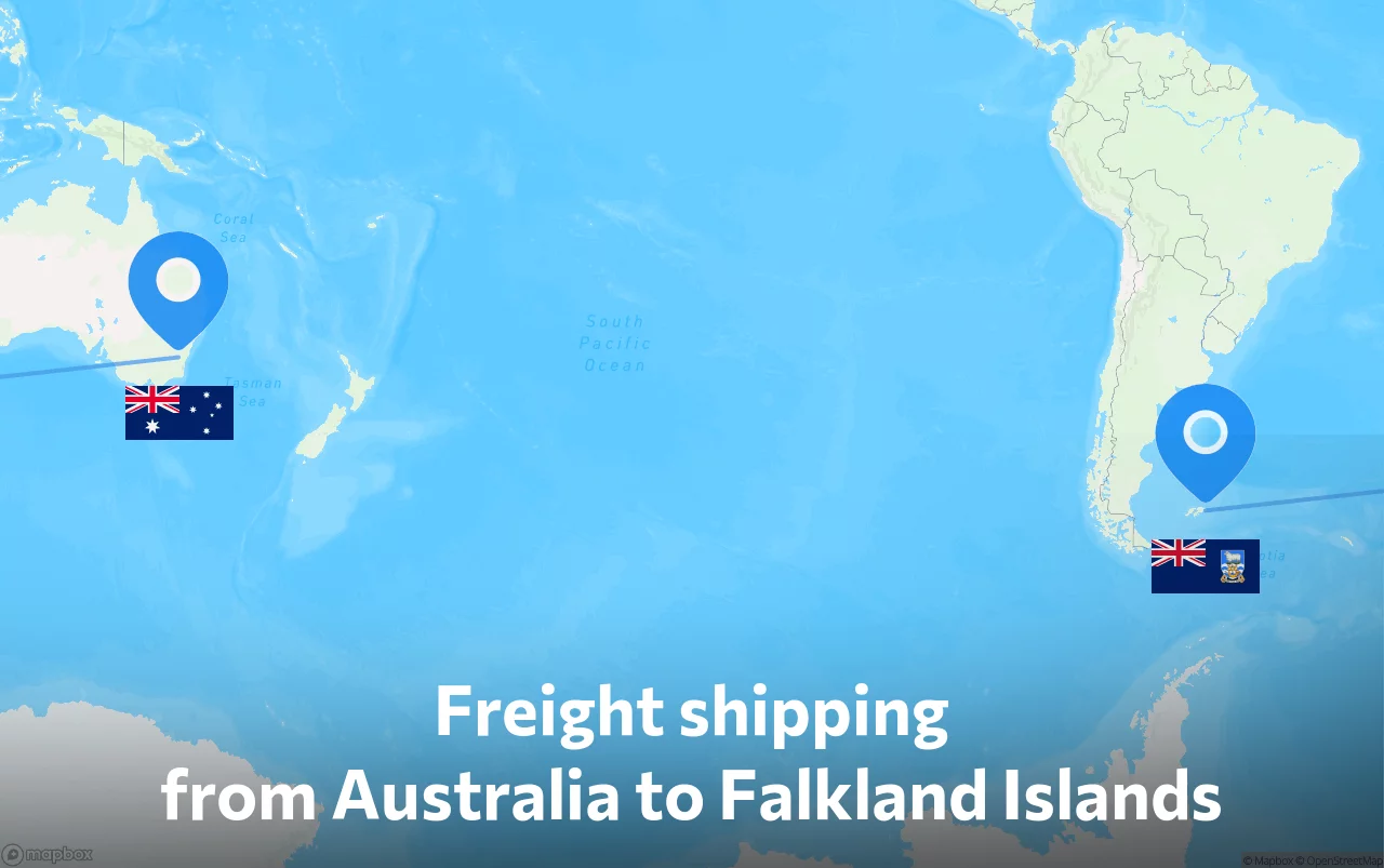 Shipping route from Australia to Falkland Islands