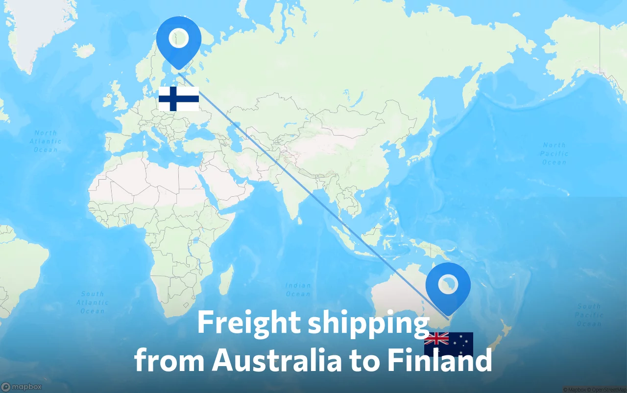 Shipping route from Australia to Finland