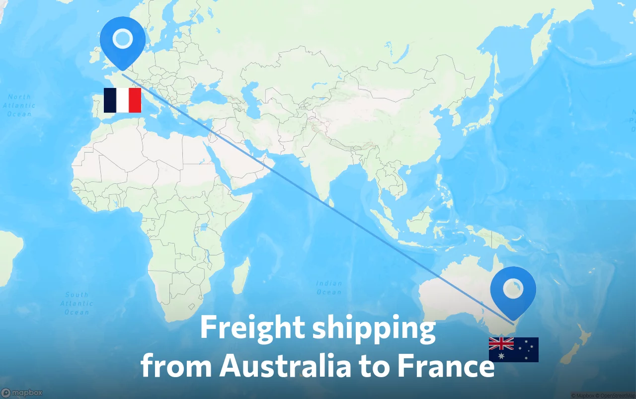 Shipping route from Australia to France
