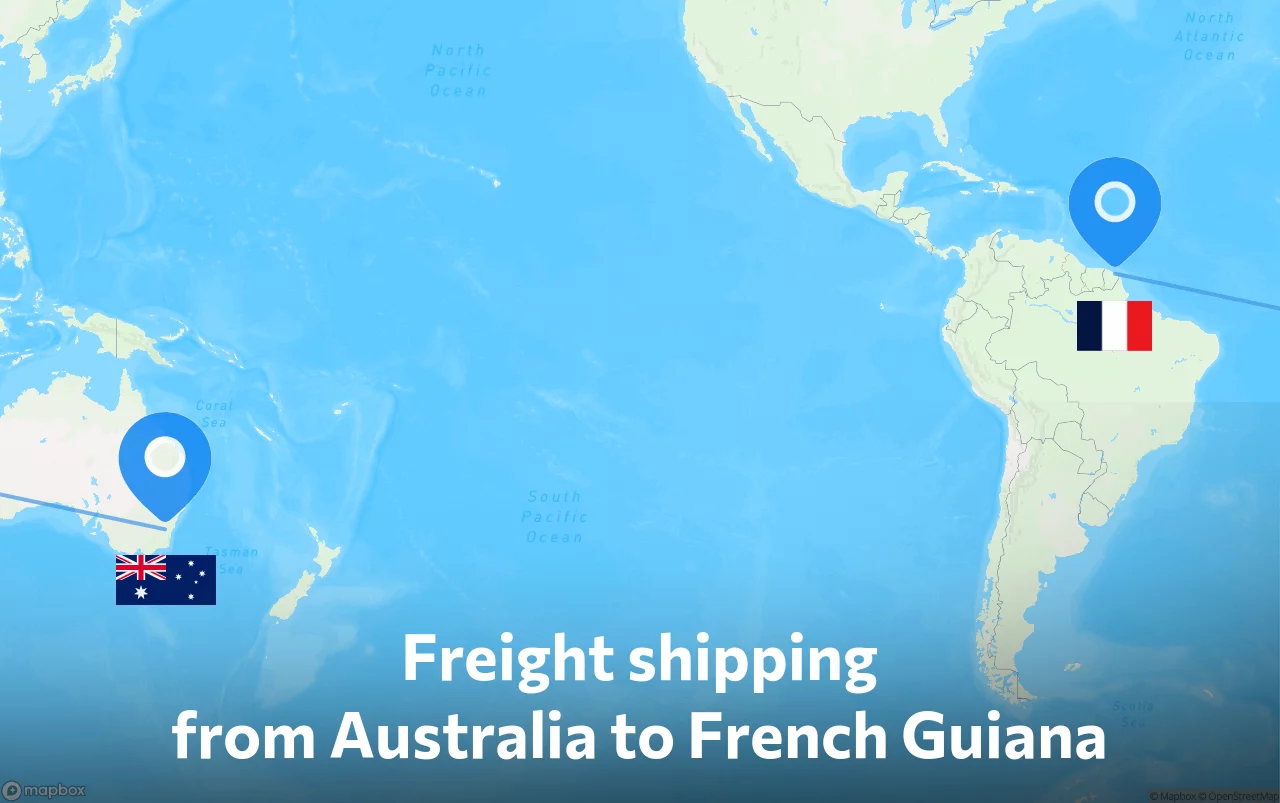 Shipping route from Australia to French Guiana