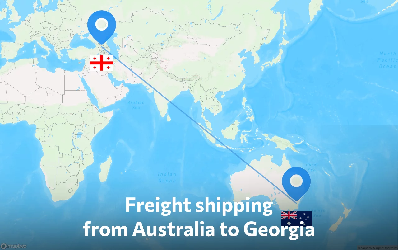 Shipping route from Australia to Georgia
