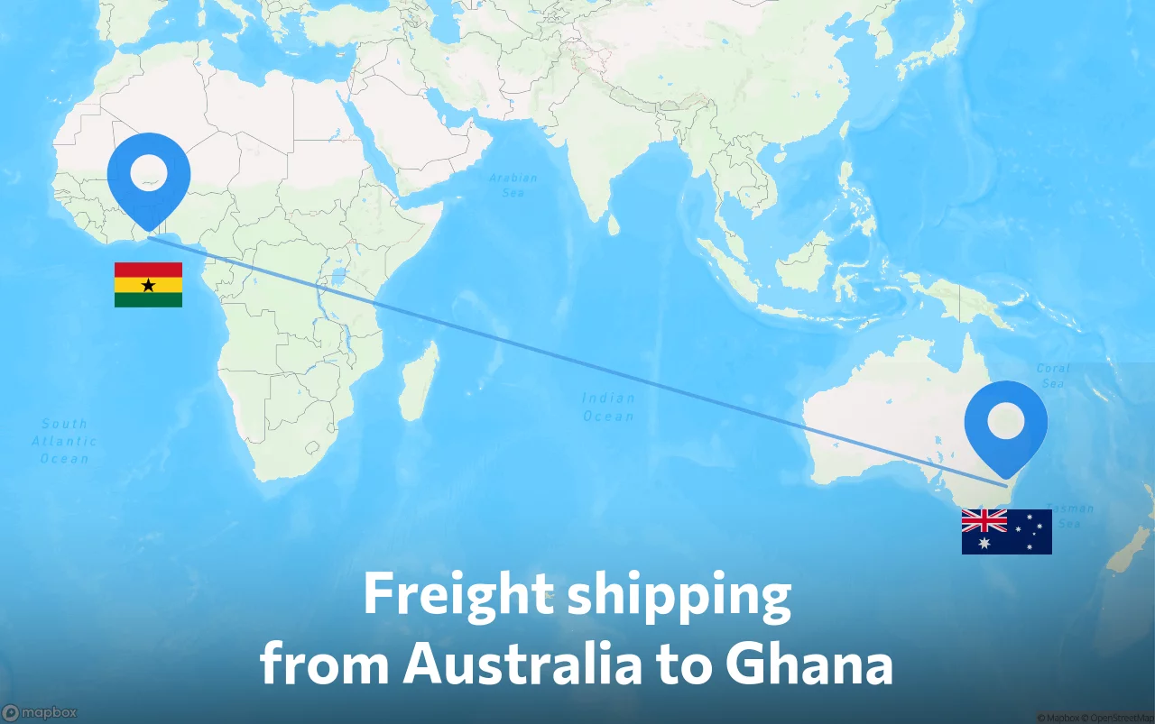 Shipping route from Australia to Ghana