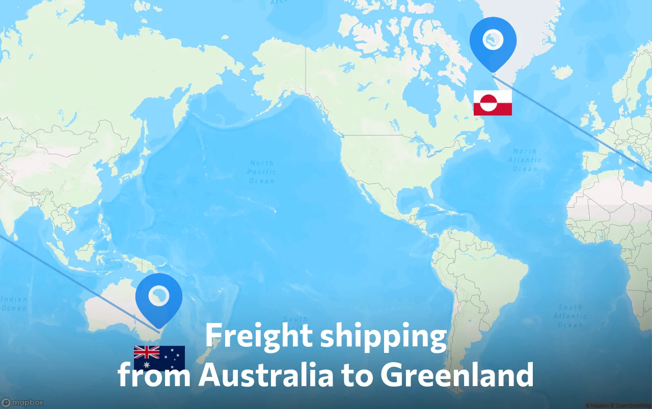 Shipping route from Australia to Greenland