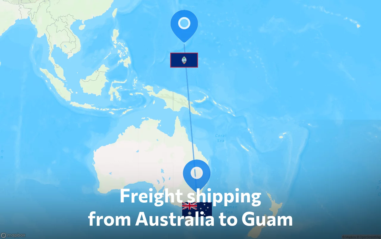 Shipping route from Australia to Guam