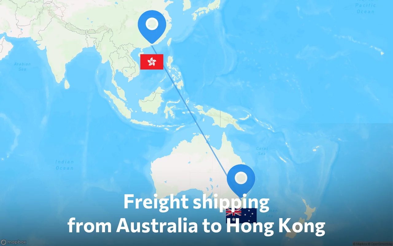 Shipping route from Australia to Hong Kong