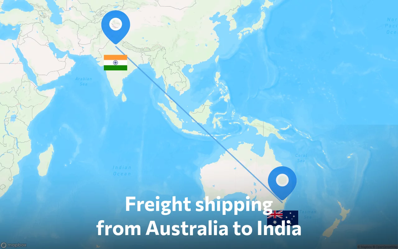Shipping route from Australia to India