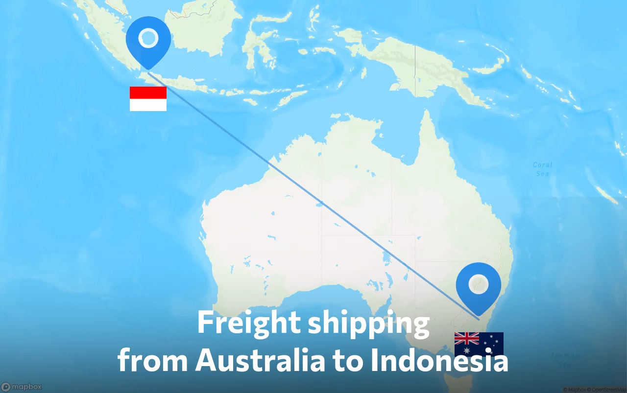 Shipping route from Australia to Indonesia