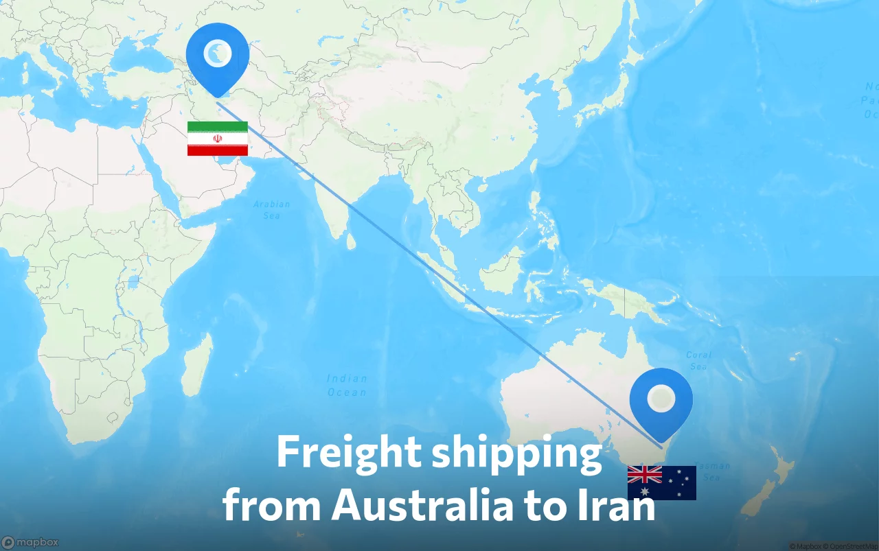 Shipping route from Australia to Iran