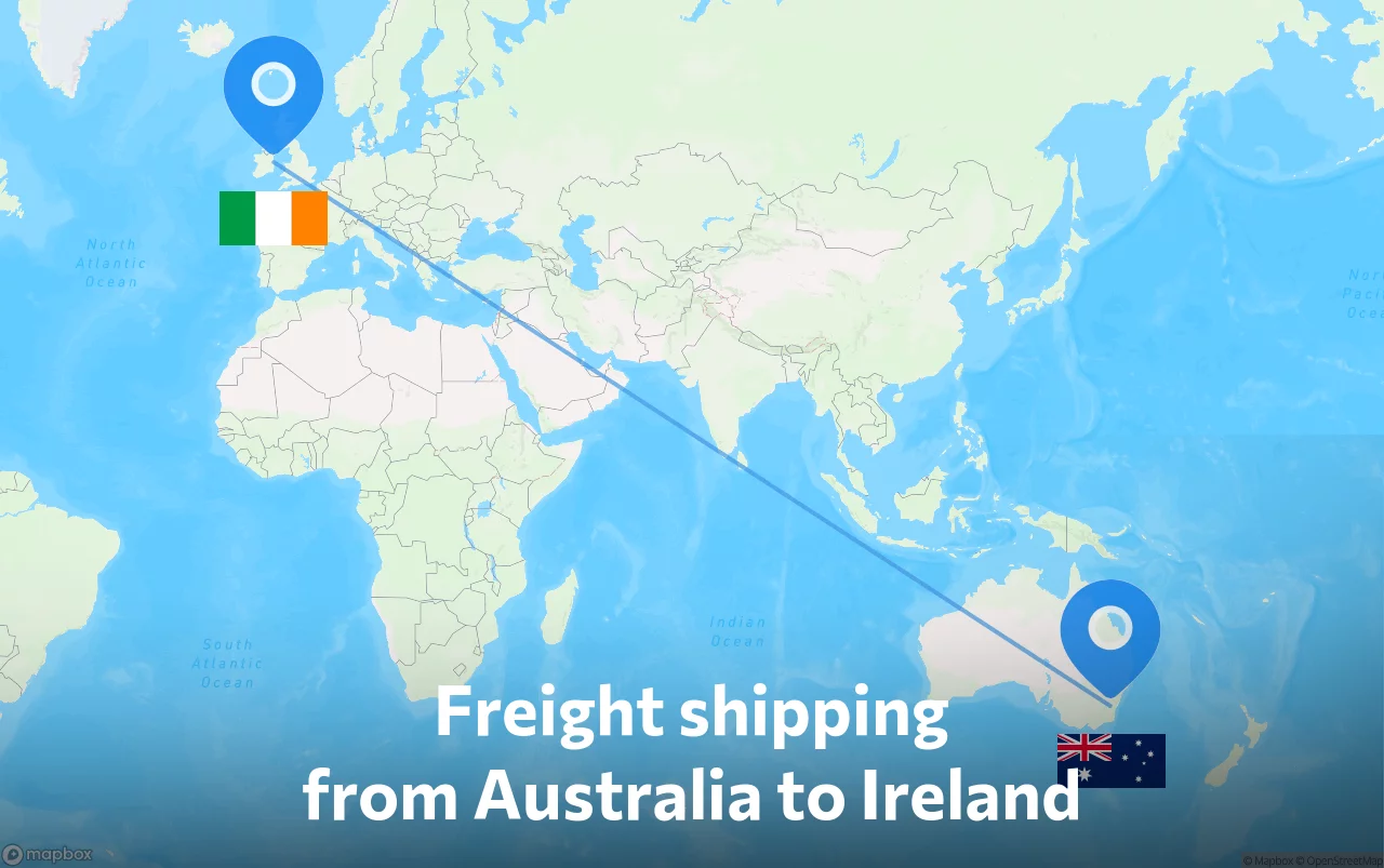 Shipping route from Australia to Ireland