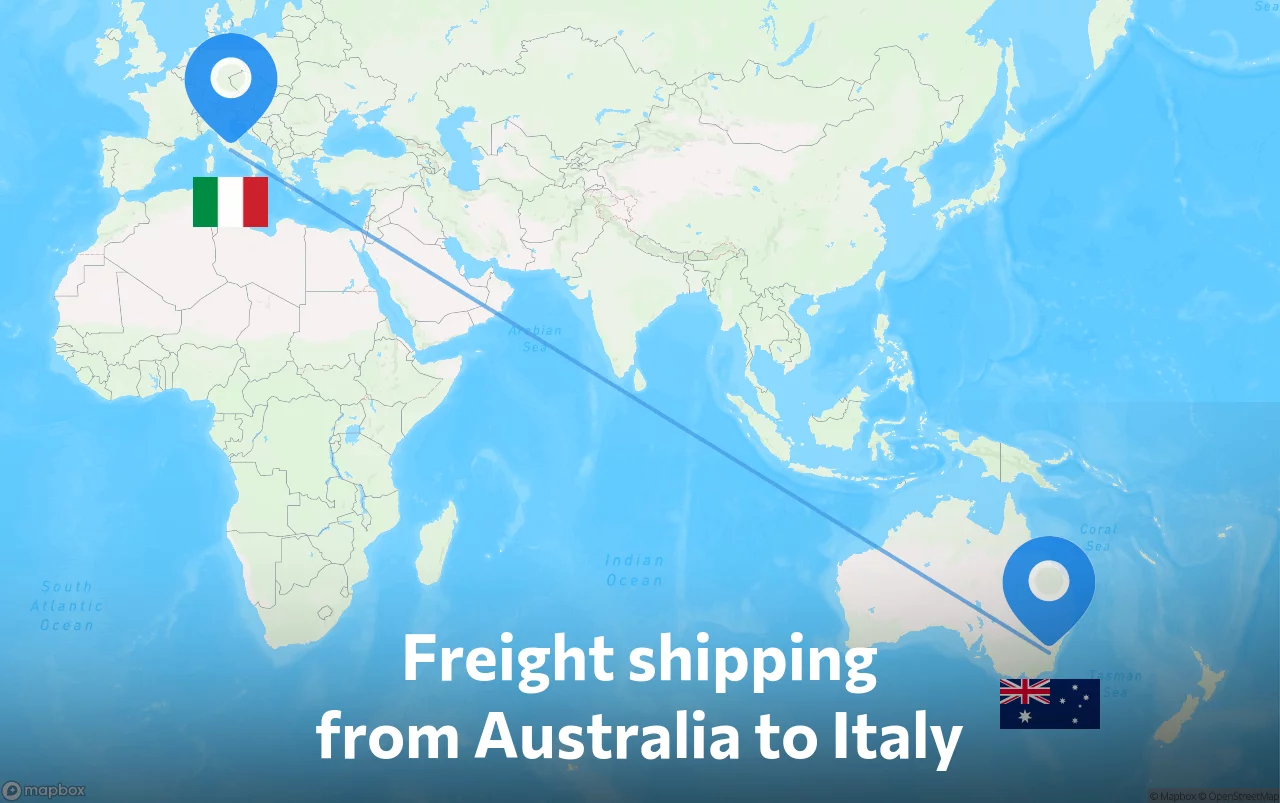 Shipping route from Australia to Italy