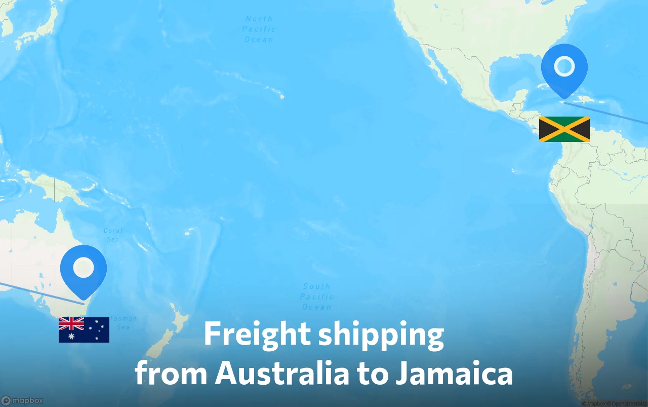 Shipping route from Australia to Jamaica