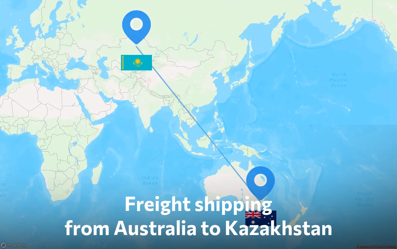 Shipping route from Australia to Kazakhstan